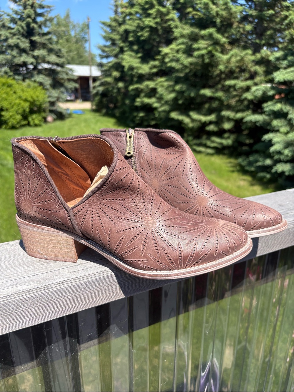 Veracruz Artisans Women's Perforated Leather Ankle Booties